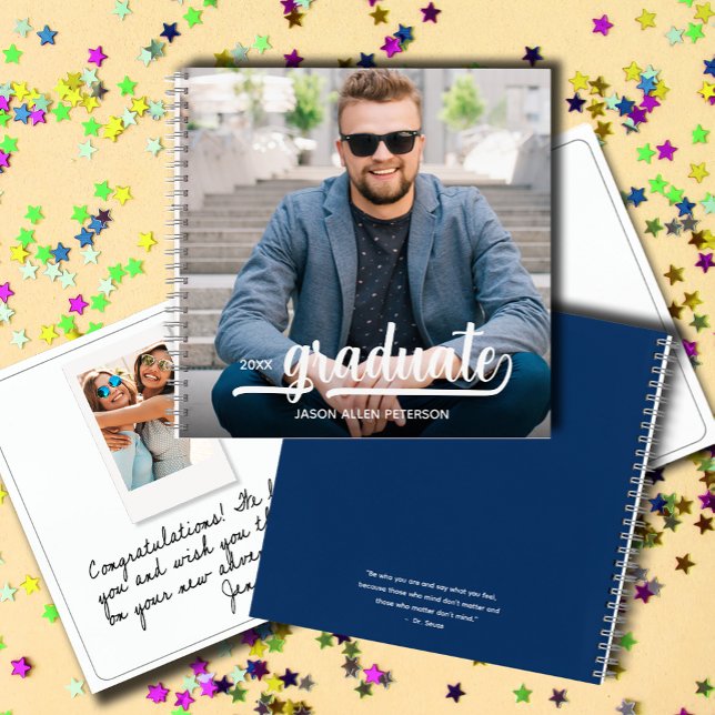Livre d'invité de la Graduation Photo Moderne (Photo graduation party keepsake guest book, write message to the grad and even add  instant photos.)