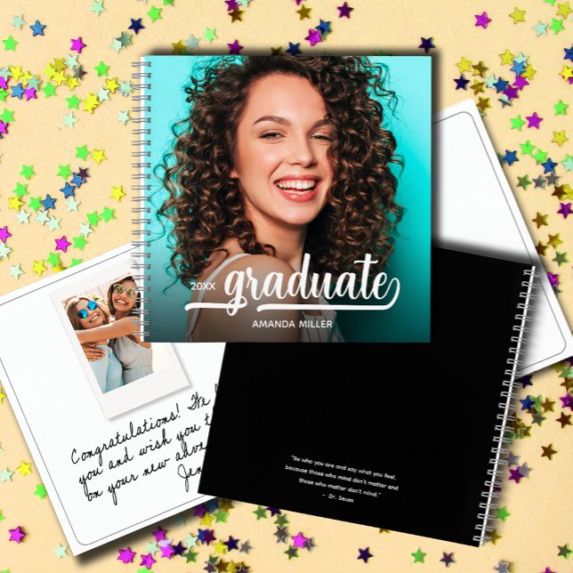 Livre d'invité de la Graduation Photo Moderne (Photo graduation party keepsake guest book, write message to the grad and even add  instant photos.)