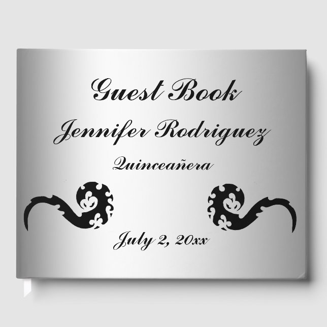 Livre d'invité de la Quinceañera Black Silver Danc (Recto)