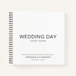 Livre d'invité de Mariage blanc noir personnalisé