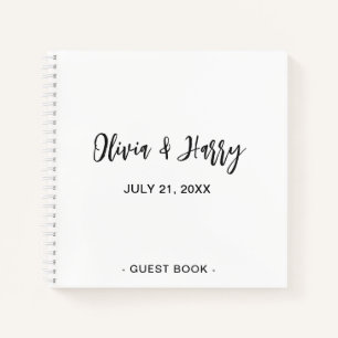 Livre d'invité de mariage simple et élégant   Blan