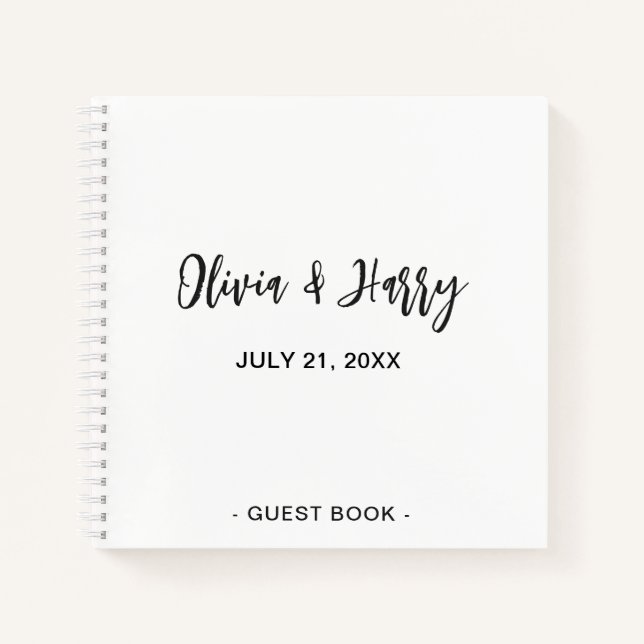 Livre d'invité de mariage simple et élégant | Blan (Devant)