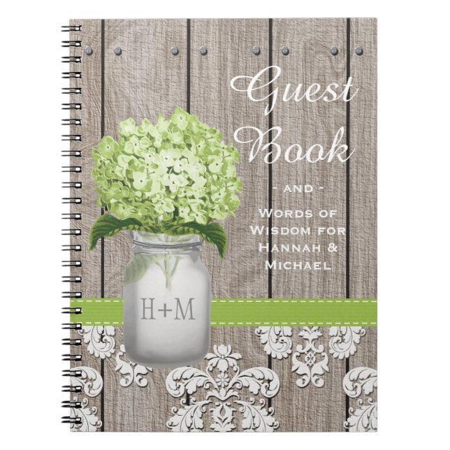Livre d'invité décoré d'un monogramme d'hortensia (Devant)