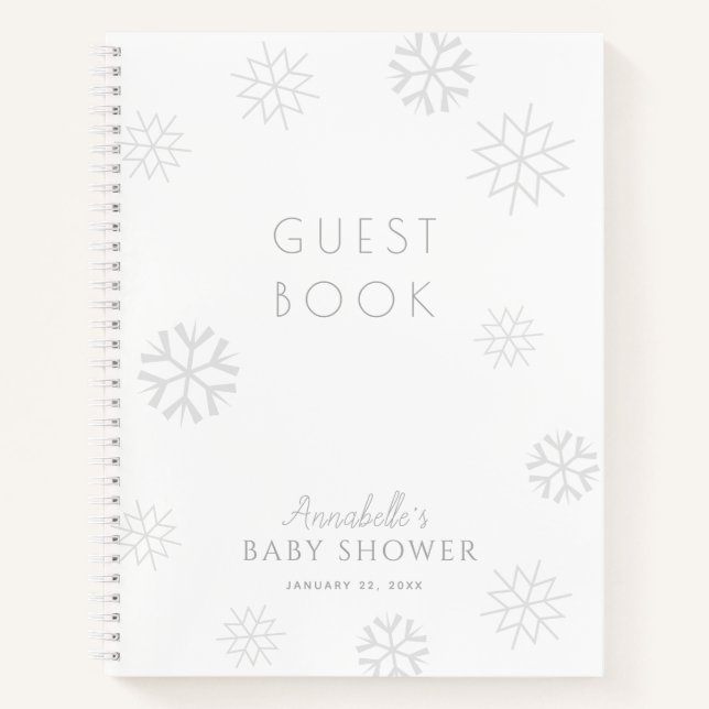 Livre d'invité du Baby shower de flocon de neige g (Devant)