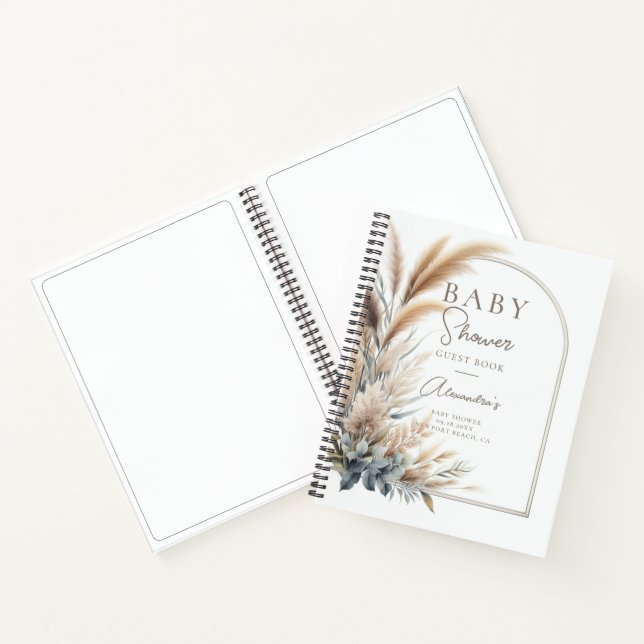 Livre d'invité du Baby shower Pampas Grass Boho (Intérieur)