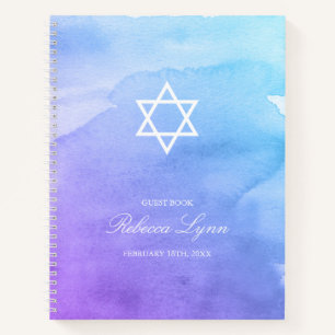 Livre d'invité du Bat mitzvah Turquoise d'aquarell