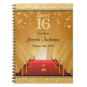 Livre d'invité du bonbon 16 à or de star de
