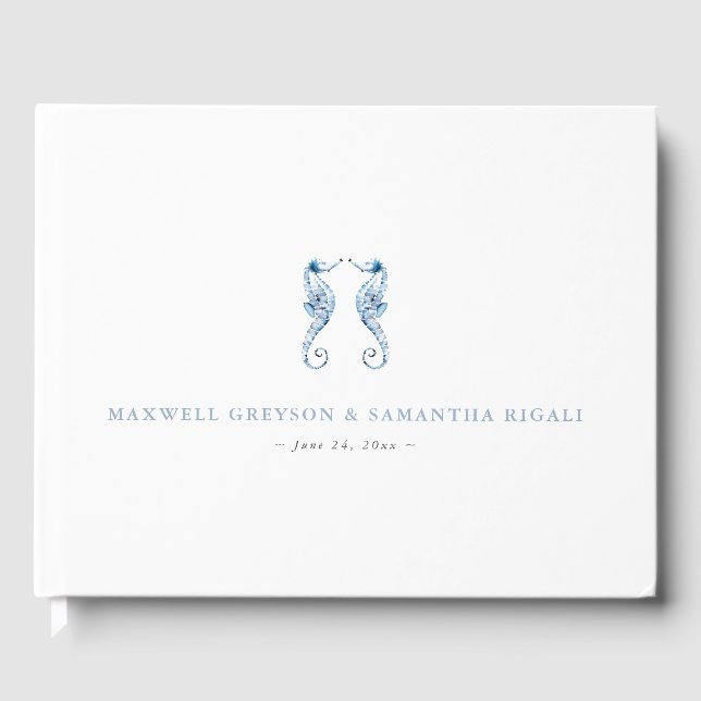 Livre d'invité Dusty Blue Ocean Mariage (Recto)