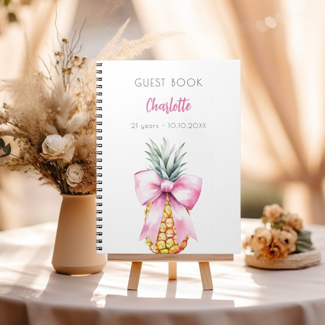 Livre d'invité fête d'anniversaire d'ananas arc ro (Créateur téléchargé)