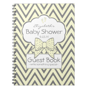 Livre d'invité jaune et gris de baby shower de