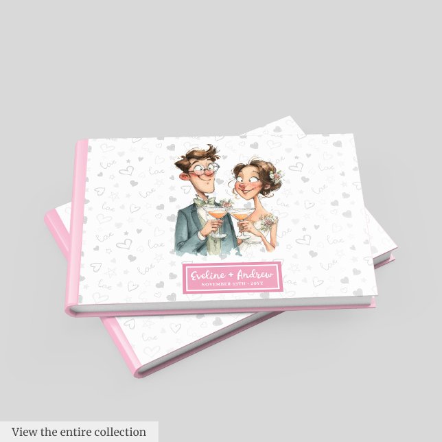 Livre d'invité Mariage amusant Quirky Watercolor C (Funny Wedding Guest Book Quirky Watercolor Couple)
