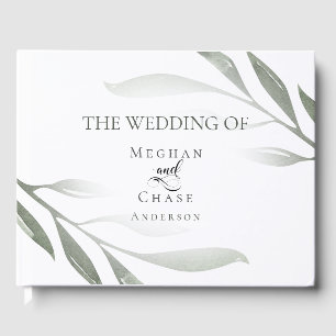 Livre d'invité mariage   Aquarelle Olive Foliing