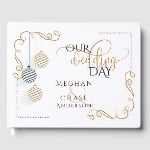 Livre d'invité mariage Baubles noirs et or moder