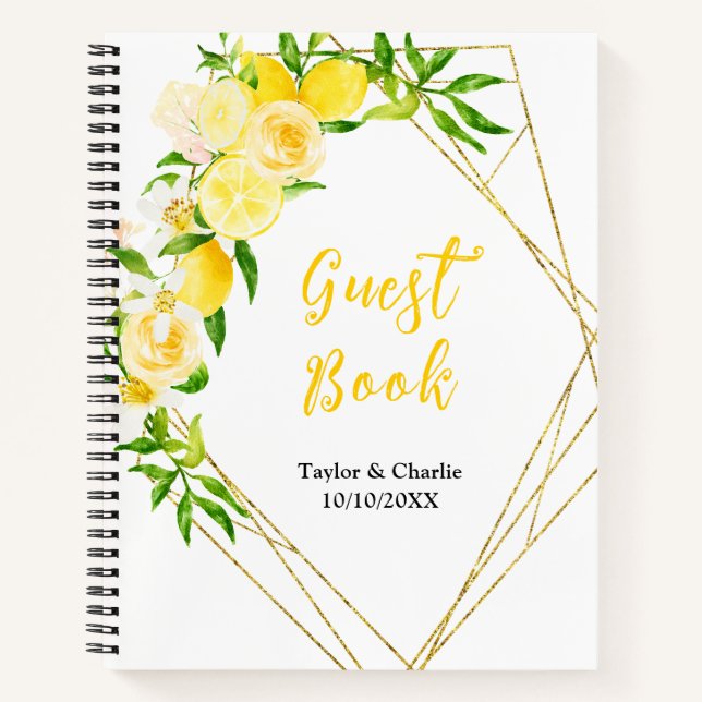 Livre d'invité Mariage de citrons et de feuillages (Devant)