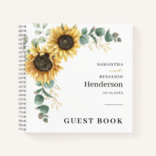 Livre d'invité Mariage de fleurs de tournesol Euca