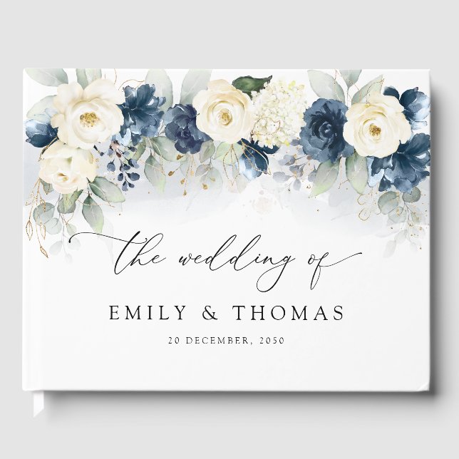 Livre d'invité Mariage de Marine Blue and White Ro (Recto)