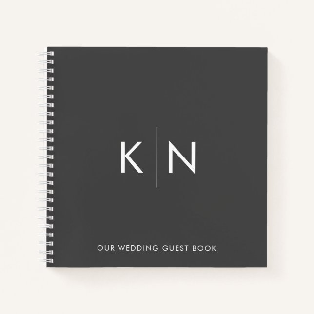 Livre d'invité Mariage de monogramme ultra-minimal (Devant)