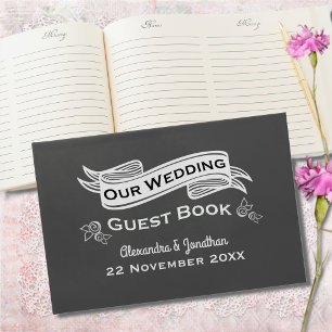 Livre d'invité Mariage de style Chalk gris ardoise
