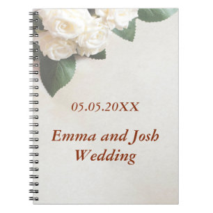 Livre d'invité mariage élégant blanc roses doux