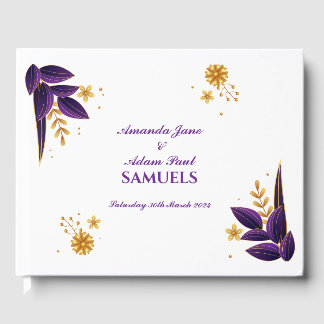 Livre d'invité mariage - Floral violet et or