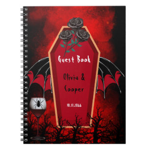 Livre D'Invité Mariage Halloween Coffin And Bat Wi