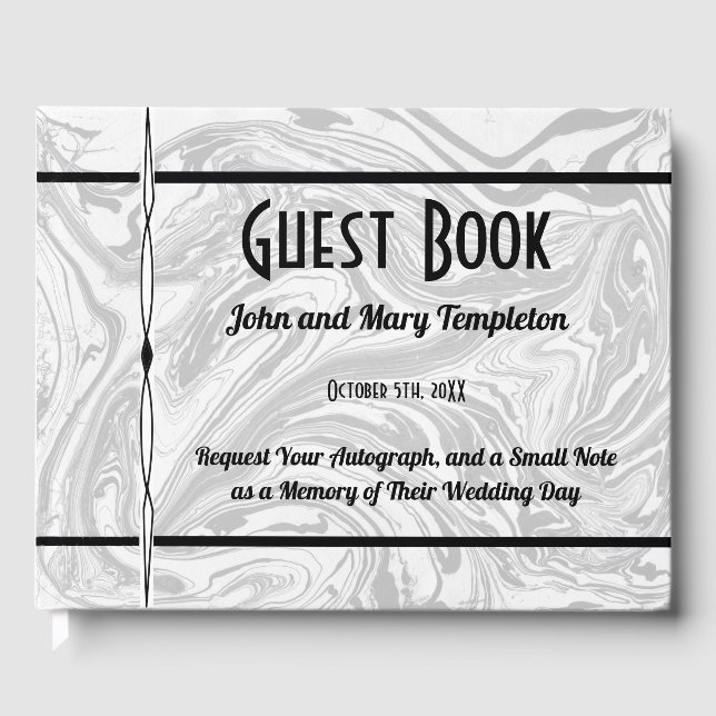 Livre d'invité mariage Marbre noir & blanc (Recto)