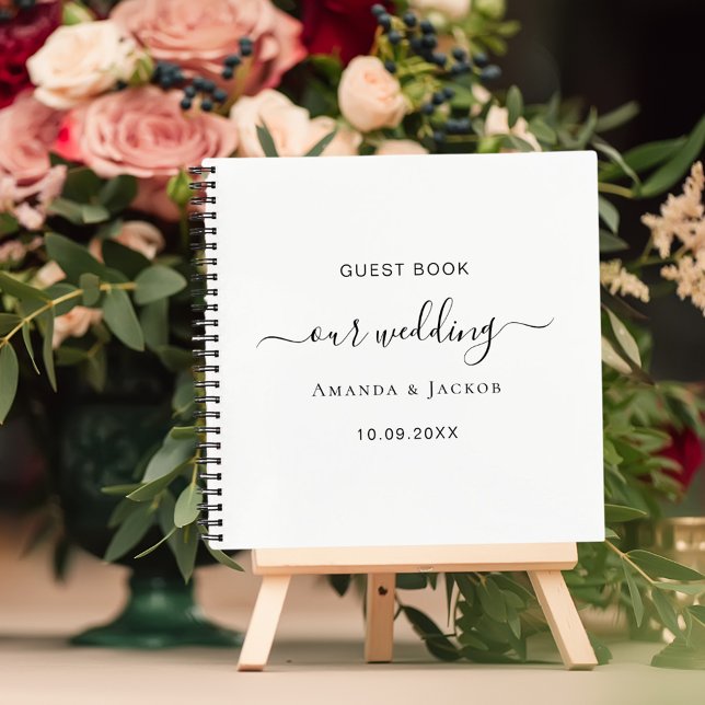 Livre d'invité mariage noir blanc élégant (Créateur téléchargé)