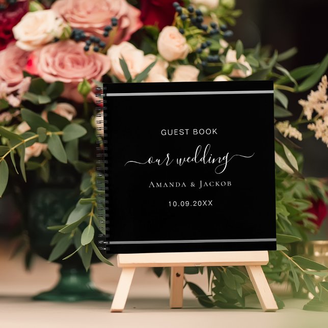 Livre d'invité mariage noir blanc élégant (Créateur téléchargé)