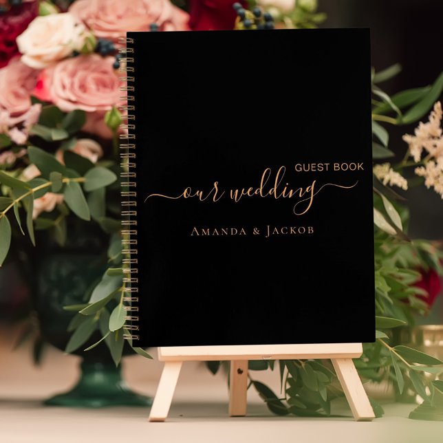Livre d'invité mariage noir nom or (Créateur téléchargé)
