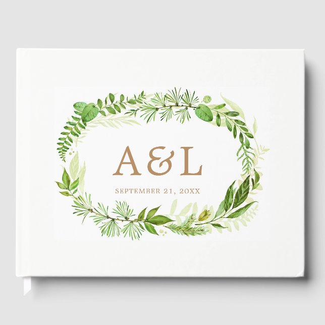 Livre d'invité Mariage rustique Feuille de verdure (Recto)