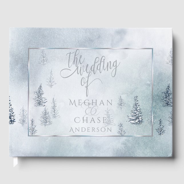 Livre d'invité mariage | Silver Blue Winter Wonder (Recto)