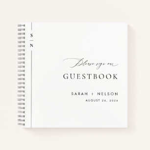 Livre d'invité Mariage unique moderne noir & blanc