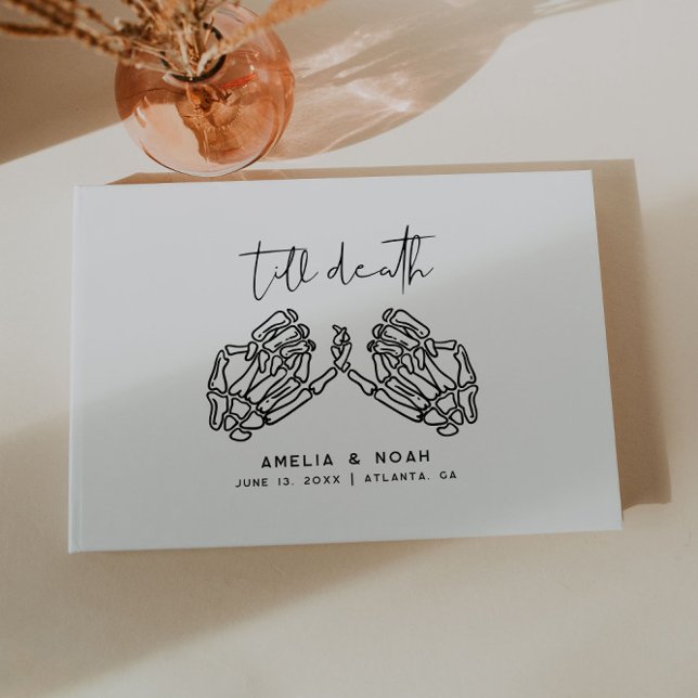 Livre d'invité Mariage White Till Death Skeleton H (Créateur téléchargé)