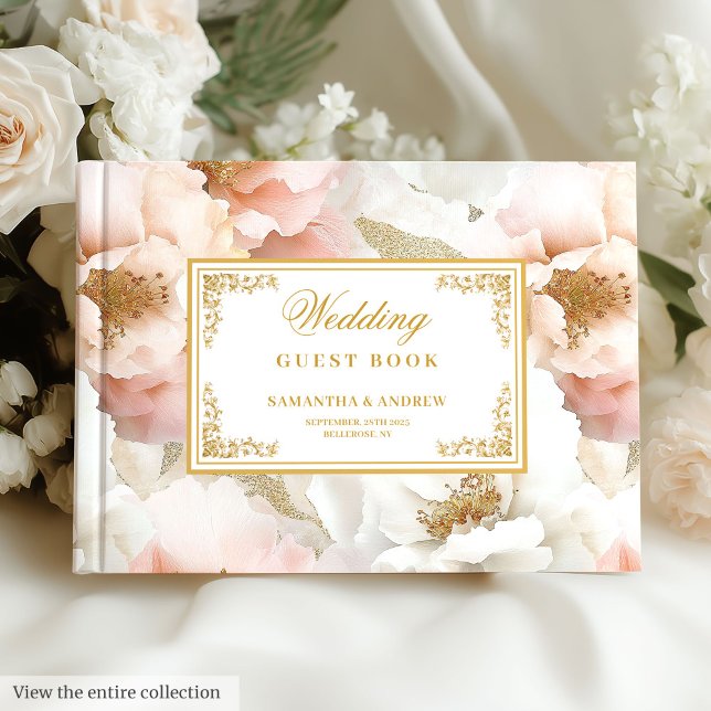 Livre d'invité minimal Blush Gold Watercolor Maria (Minimal Blush Gold Watercolor Wedding Guest Book

)