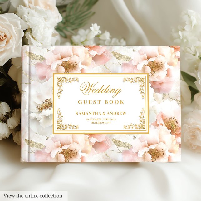 Livre d'invité minimaliste éthérée rose pastel (Minimalist ethereal pastel pink wedding guest book)