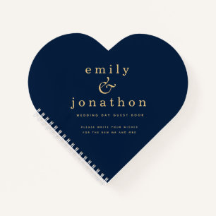 Livre d'invité minimaliste Gold Navy Blue Mariage