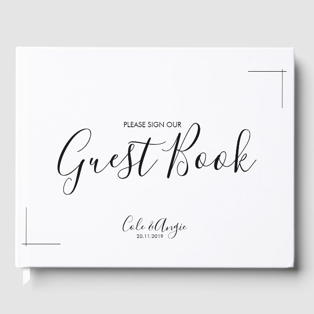 Livre d'invité minimaliste Mariage avec frontières (Recto)