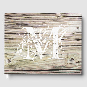 Livre d'invité Monogramme Rustic Wood Boards