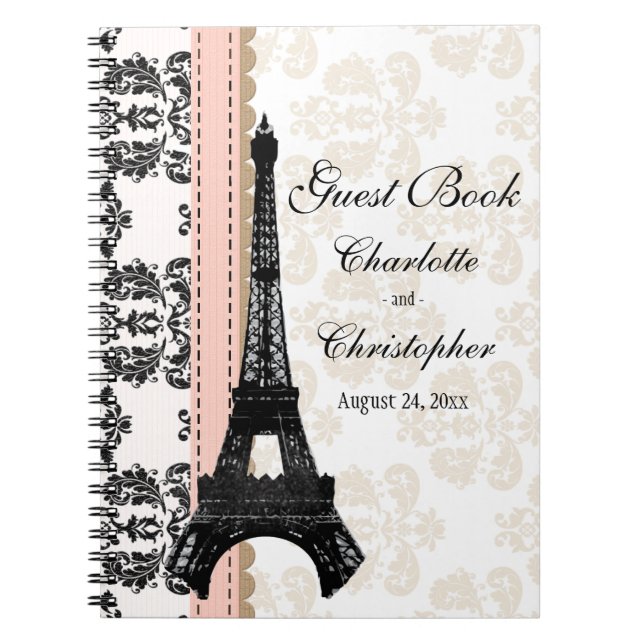 Livre d'invité parisien rose de mariage de Tour (Devant)