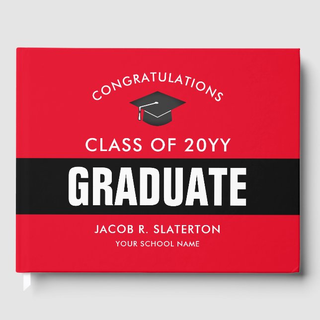 Livre d'invité personnalisé : rouge et noir (Recto)