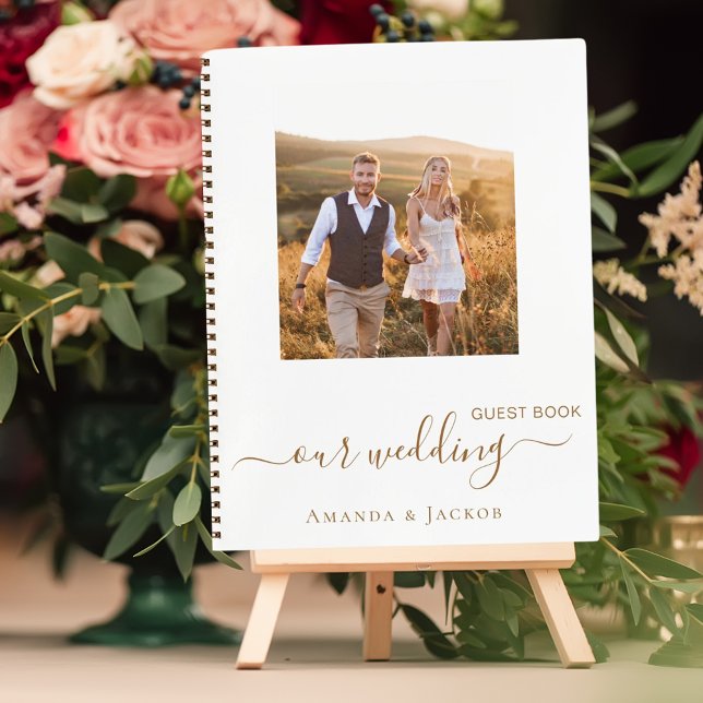 Livre d'invité photo mariage blanc or moderne (Créateur téléchargé)
