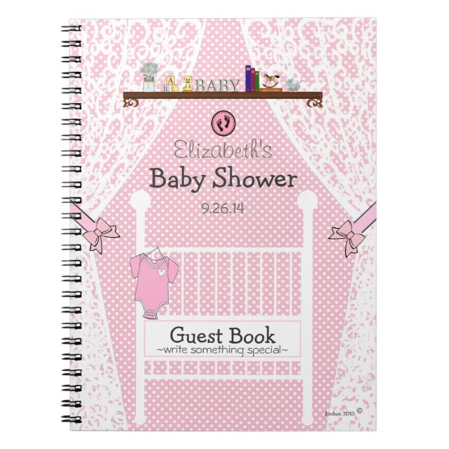 Livre d'invité rose de baby shower de crèche de (Devant)