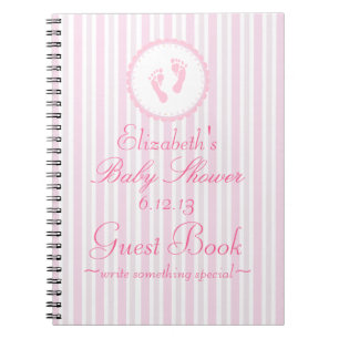 Livre d'invité rose de baby shower d'empreintes de