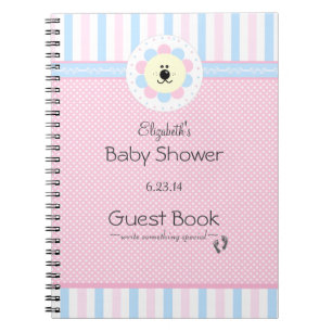 Livre d'invité rose et bleu de baby shower de lio