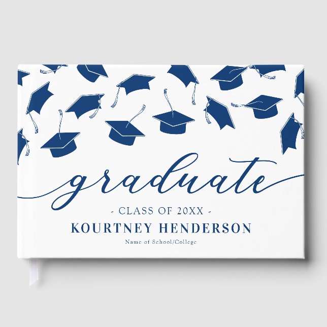 Livre d'invité Simple Blue White Graduation (Recto)