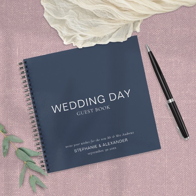 Livre d'invité simple Custom Navy Blue Mariage (Créateur téléchargé)