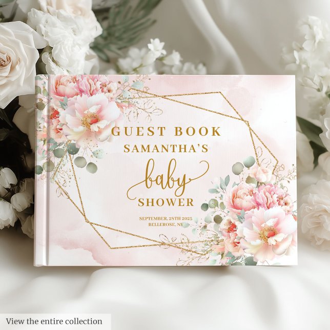 Livre d'invité sur le baby shower de sauge rose do (Sweet blush pink sage baby shower guest book)