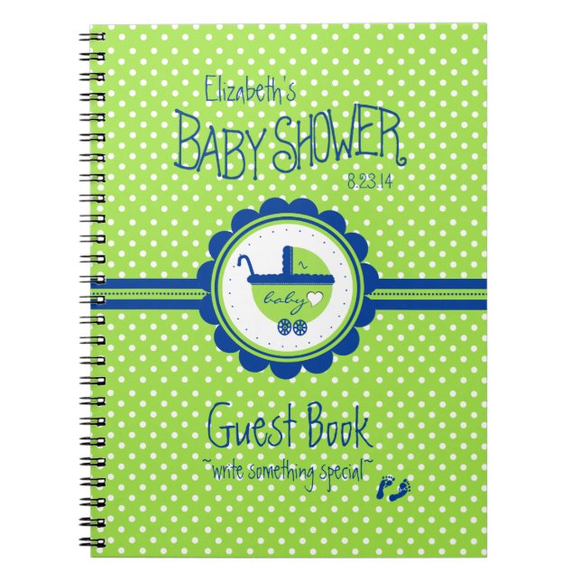 Livre d'invité vert et bleu de baby shower (Devant)