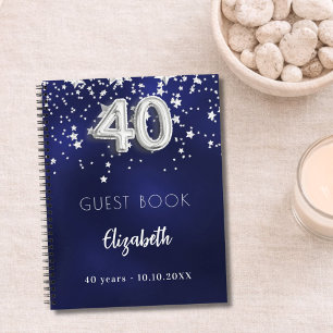 Livre d'invités 40e anniversaire marine bleu argen