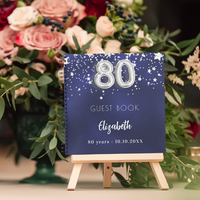 Livre d'invités 80e anniversaire marine bleu argen (Créateur téléchargé)